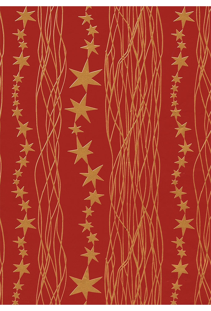 Kerstpapier Consumentenrollen Kerstmis Ster Rood 70cm x 2meter 1stuks