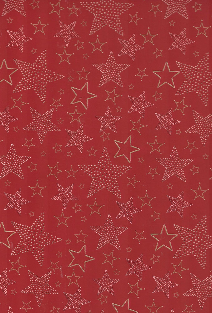 Kerstpapier Consumentenrollen Kerstmis Stars Red 70cm x 2meter 1stuks