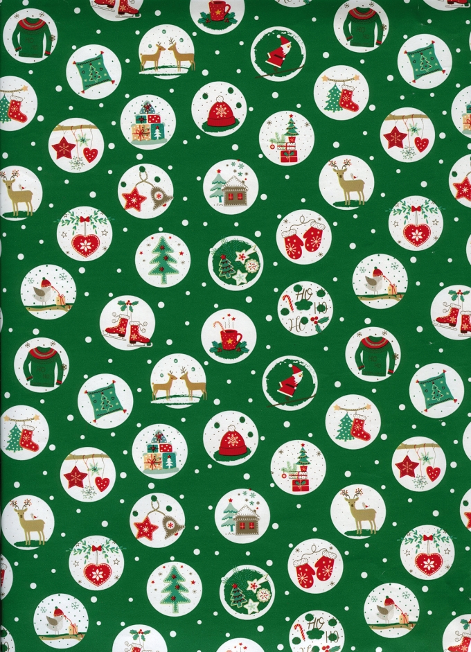 Kerstpapier Consumentenrollen Kerstmis Symbool Groen 70cm x 2meter 1st