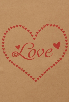 Papieren Draagtas Kraft Love Heart A5 19x8x21cm 50stuks