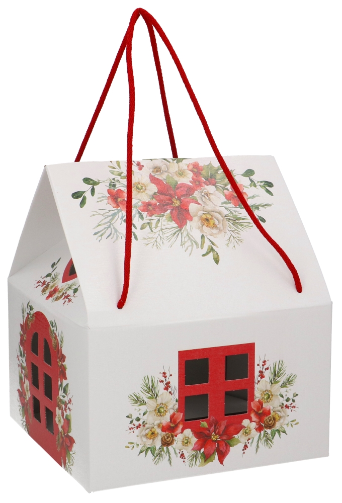 Geschenkdoos Huisje Blossom Home & Koord 24.5x24.5x15cm 30stuks