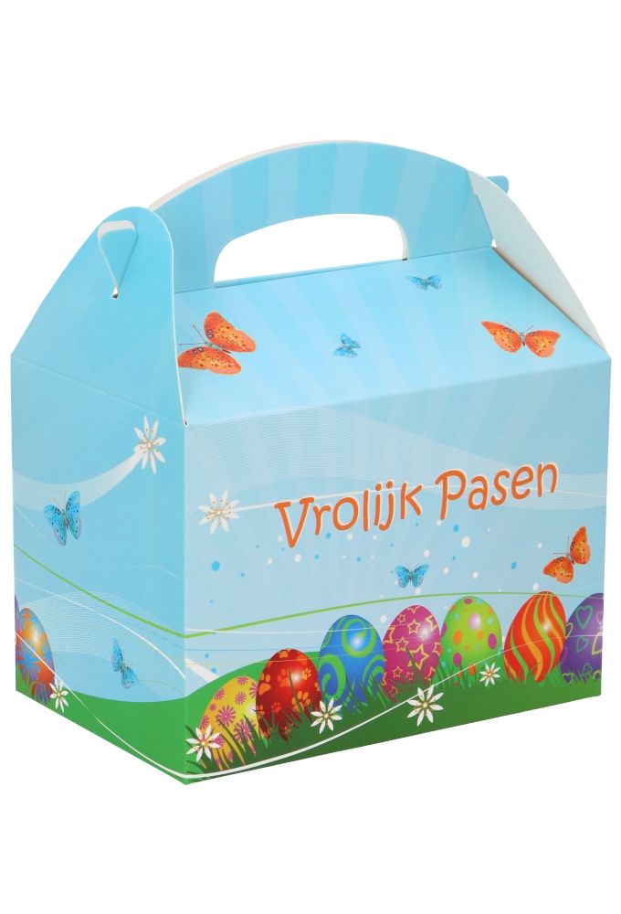 Paasdoos Lunchbox FSC® Vrolijk Pasen Handgreep 17.3x11.4x12.3cm 25st