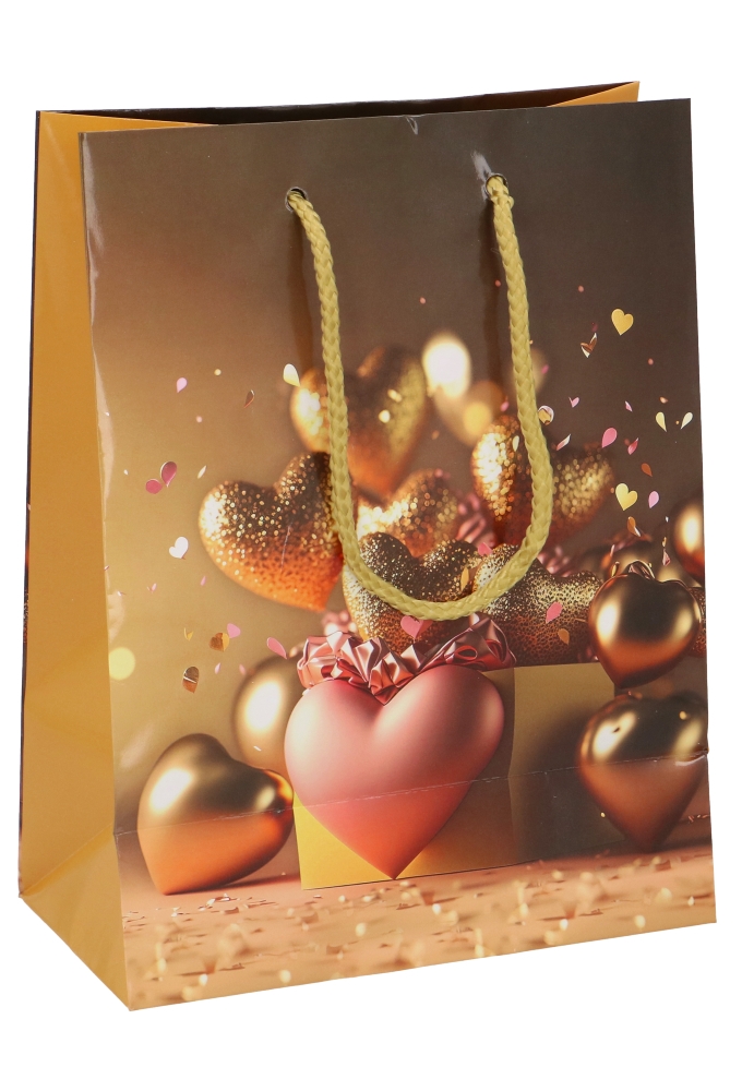 Kadotasjes Liefde Medium Golden Heart 18x10x23cm 12stuks