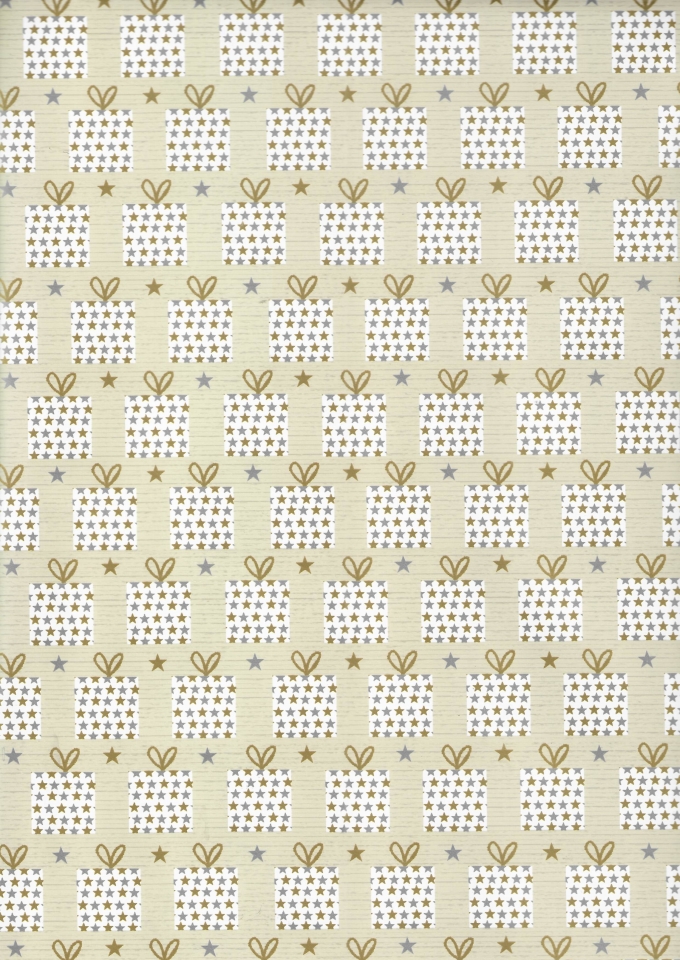 Kerstpapier Consumentenrollen Kerstmis Kado Creme 70cm x 2meter 1stuks