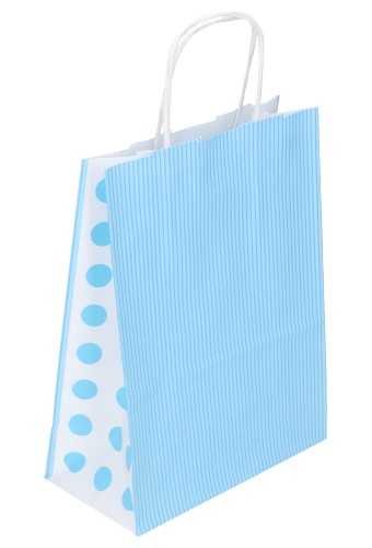 Papieren Draagtas Met Handvat Line Dots Blauw 16x8x21cm 25stuks