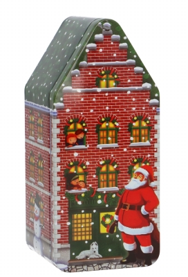 Blikken Huisje Kerstman 7.5x7.3x19cm 24stuks