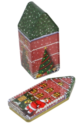 Blikken Huisje Kerstman 7.5x7.3x19cm 24stuks