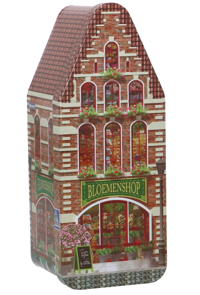 Blikken Huisje Bloemenshop  7.5x7.3x19cm 24stuks