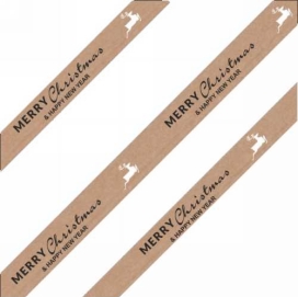 Krullint Kraft Bruin Merry Christmas 15mm x 50 meter