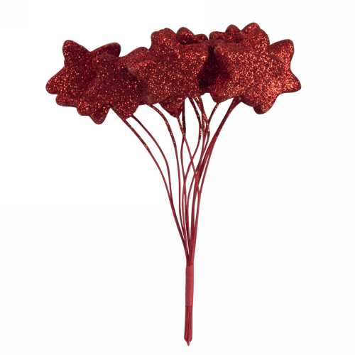 AKTIE Kado Decoratie Star Shiny Rood 9cm Met IJzerdraad 72stuks