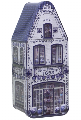 Blikken Huisje Delfts Blauw 7.5x7.3x19cm 1stuks