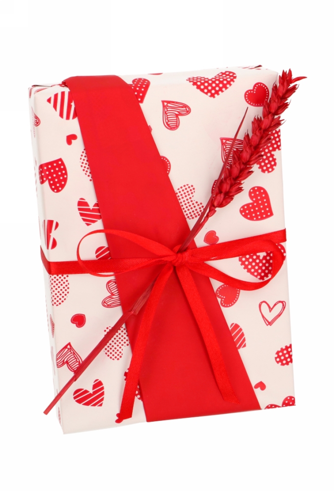 Kadofolie Dubbelzijdig Rood Hartjes Dots 70cm x 50meter