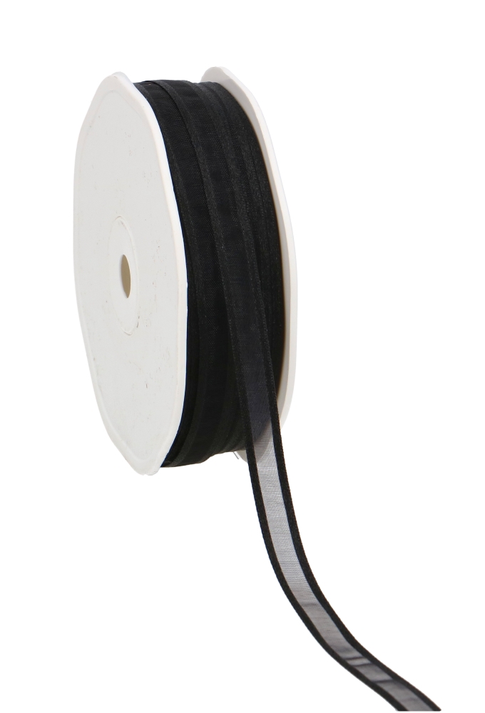 Luxe Organza Lint Met Satijnen Rand Zwart 10mm x 50meter