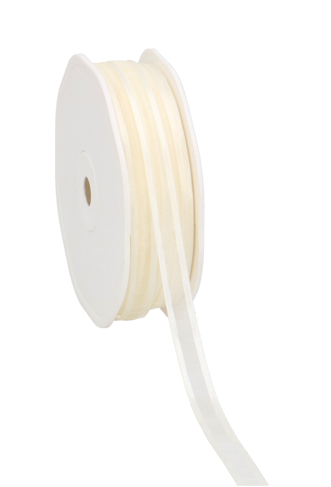 Luxe Organza Lint Met Satijnen Rand Creme 10mm x 50meter