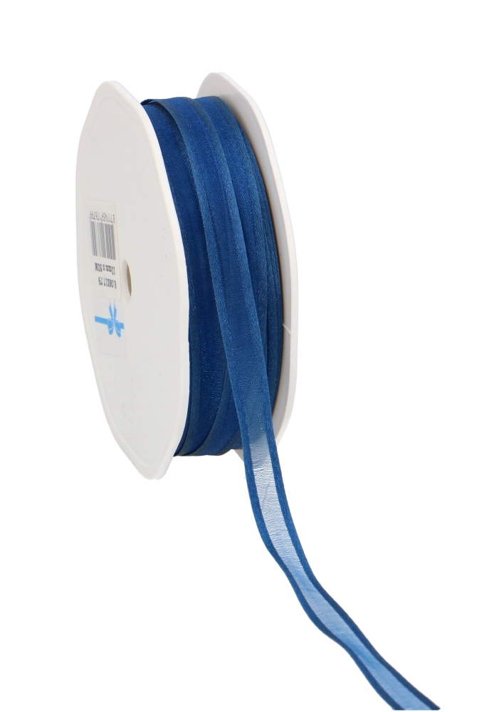 Luxe Organza Lint Met Satijnen Rand Donker Blauw 10mm x 50mete