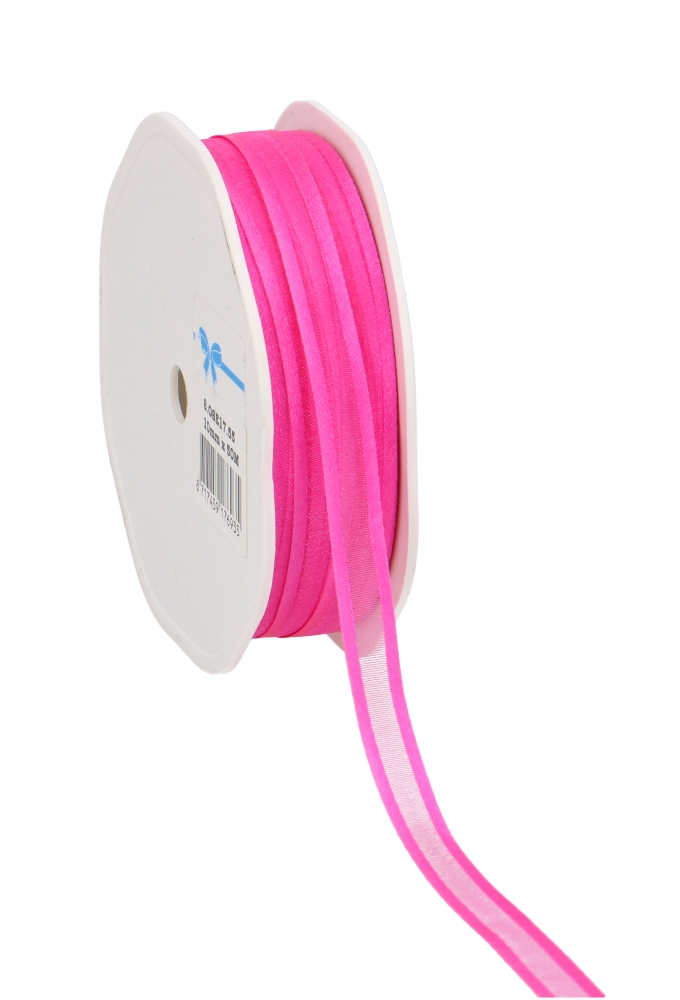 Luxe Organza Lint Met Satijnen Rand Fuchsia 10mm x 50meter