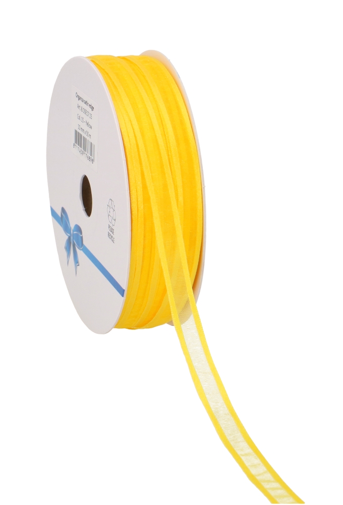 Luxe Organza Lint Met Satijnen Rand Geel 10mm x 50meter