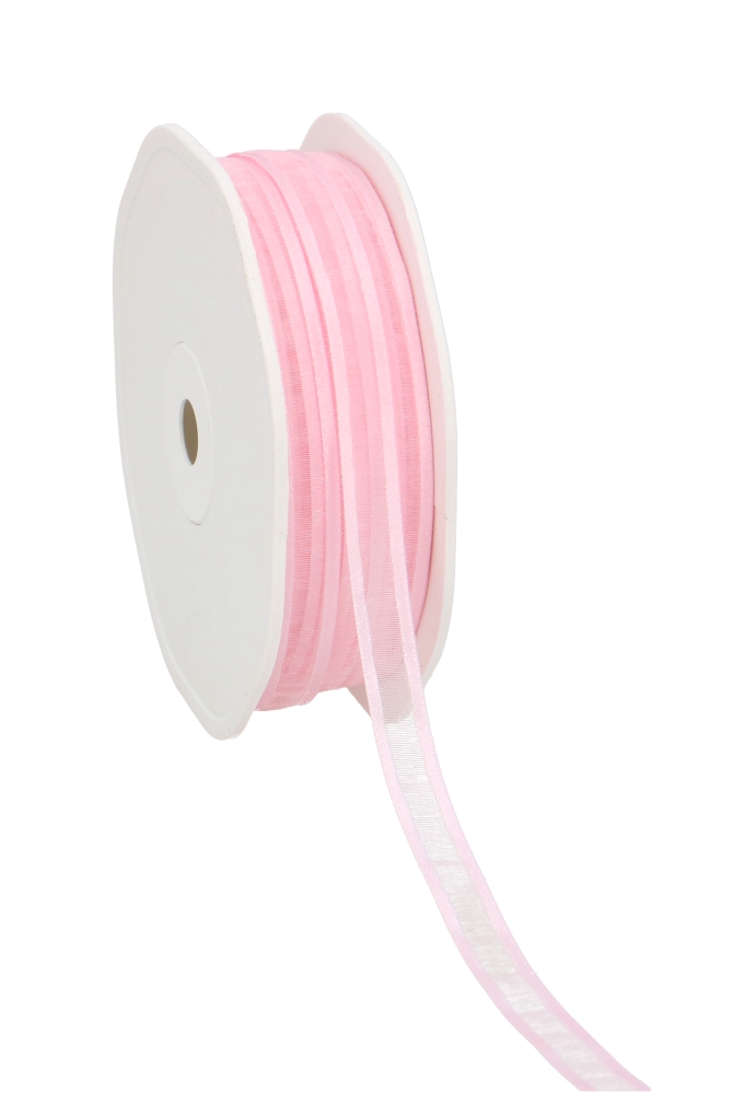 Luxe Organza Lint Met Satijnen Rand Baby Roze 10mm x 50meter