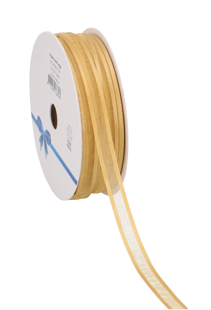 Luxe Organza Lint Met Satijnen Rand Goud 10mm x 50meter