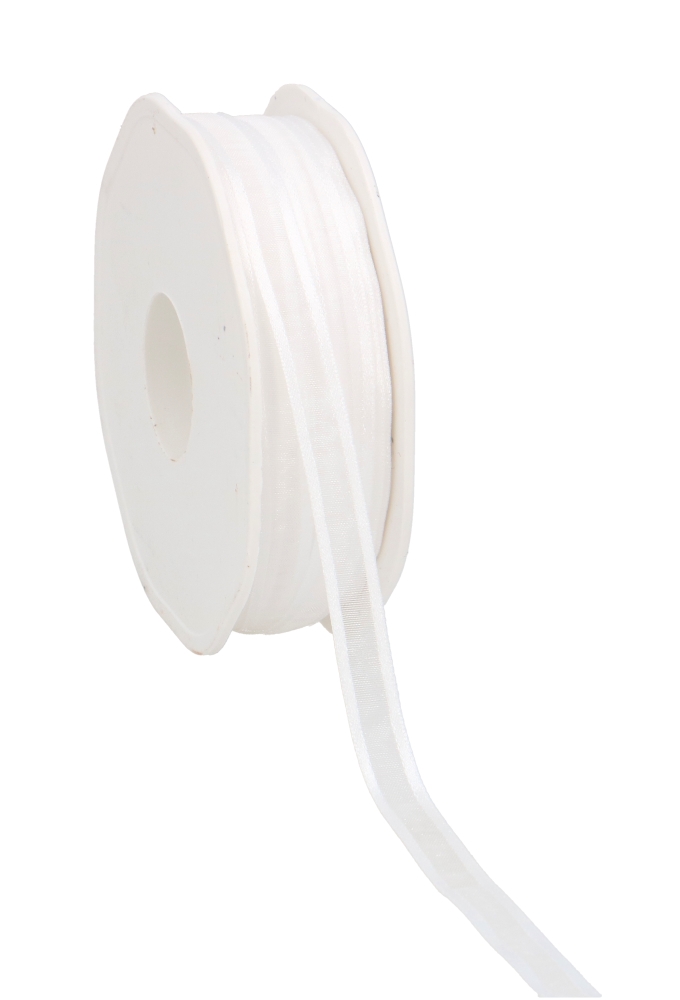 Luxe Organza Lint Met Satijnen Rand Wit 10mm x 50meter