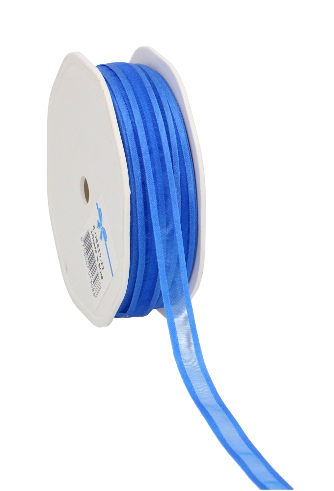 Luxe Organza Lint Met Satijnen Rand Blauw 10mm x 50meter