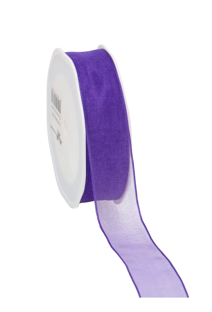 Organza Lint Met IJzerdraad Paars 25mm x 20 meter