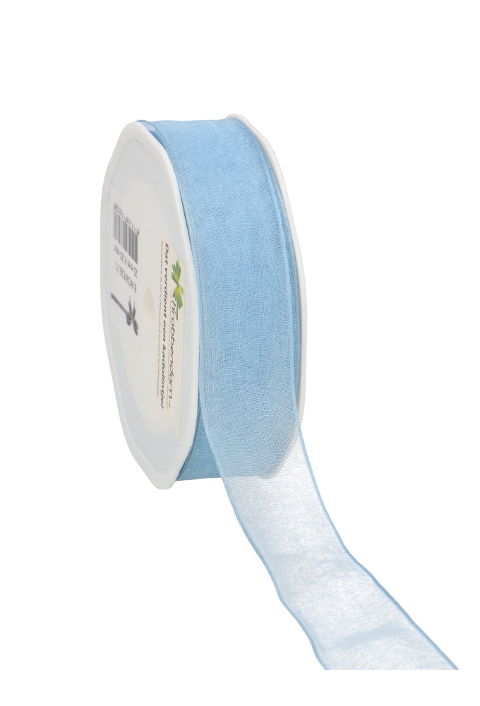 Organza Lint Met IJzerdraad Licht Blauw 25mm x 20 meter