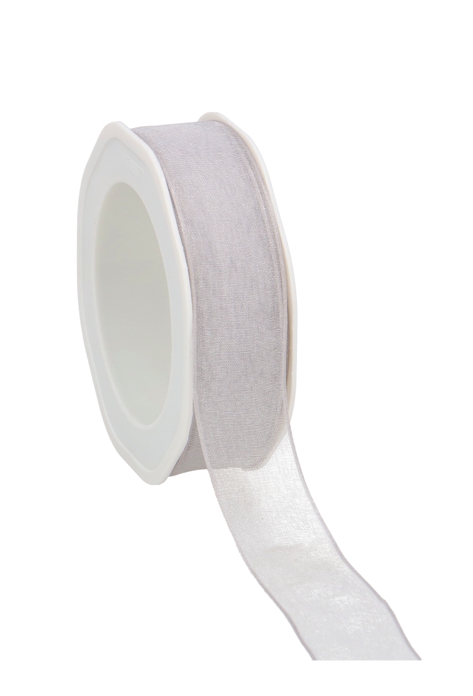 Organza Lint Met IJzerdraad Licht Grijs 25mm x 20 meter