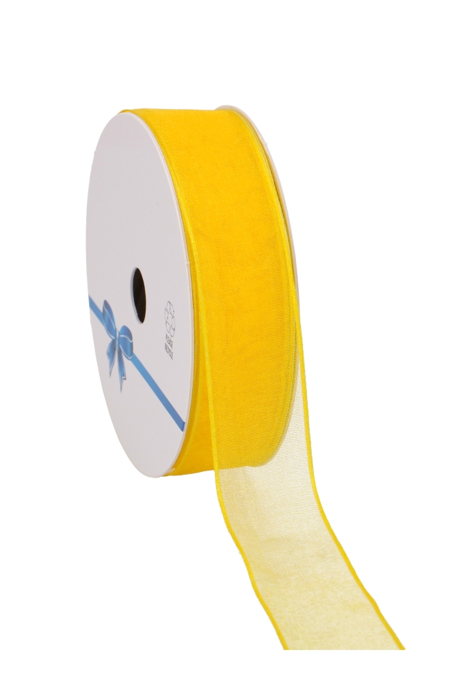 Organza Lint Met IJzerdraad Geel 25mm x 20 meter