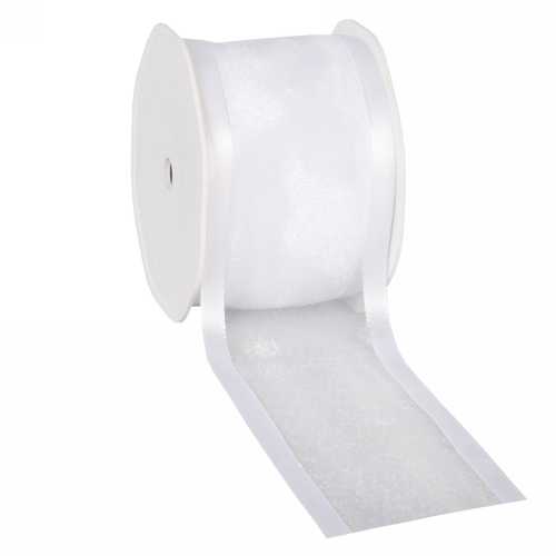 Luxe Organza Lint Met Satijnen Rand Wit 69mm x 25meter