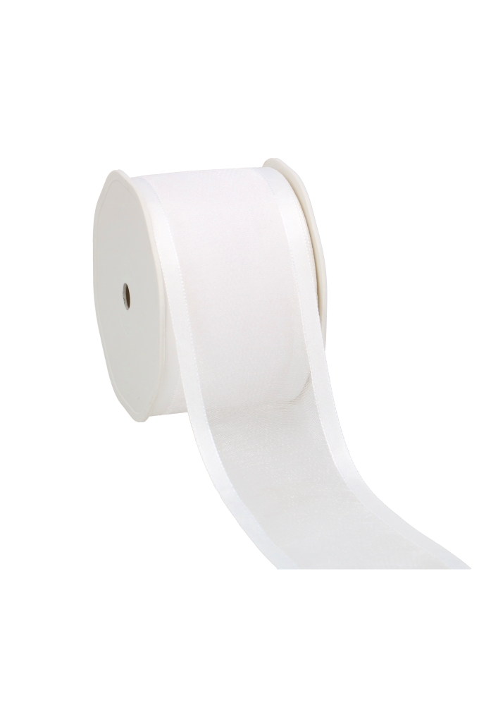 Luxe Organza Lint Met Satijnen Rand Wit 69mm x 25meter