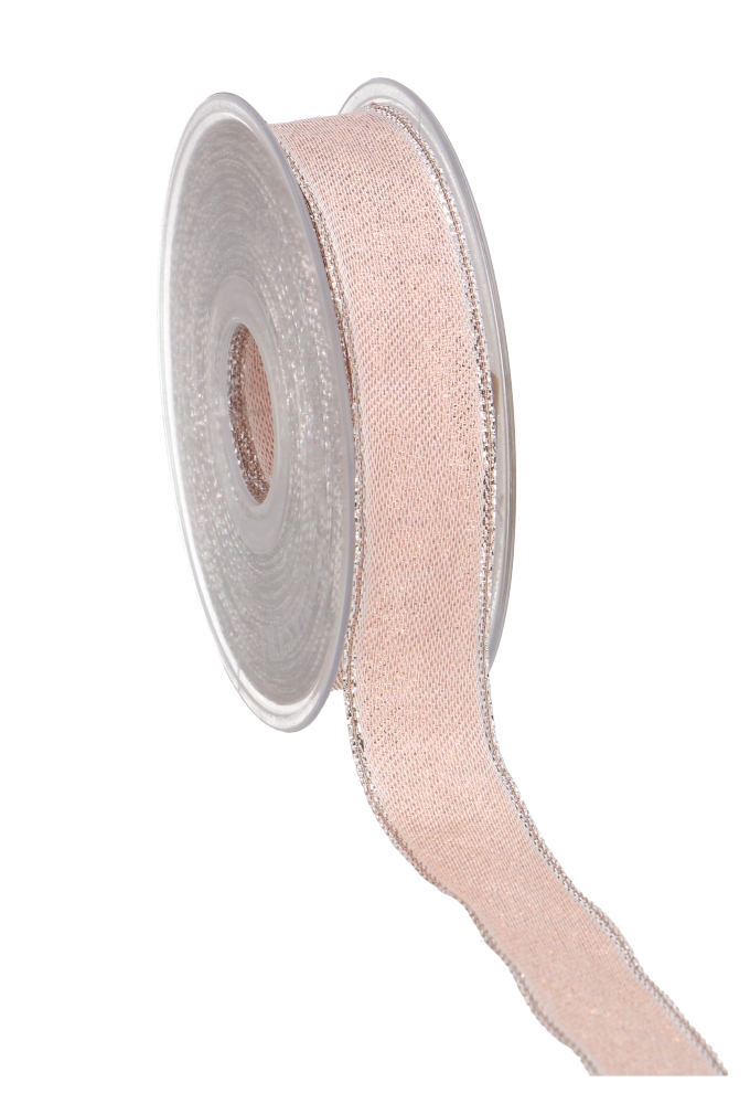 Kadolint Metallic Oud Roze Met Zilveren Rand IJzerdraad 25mm x 20meter