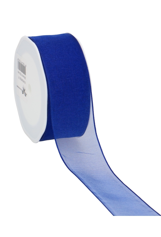 Organza Lint Met IJzerdraad Blauw 38mm x 20 meter