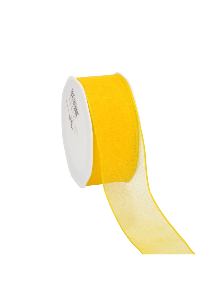 Organza Lint Met IJzerdraad Geel 38mm x 20 meter