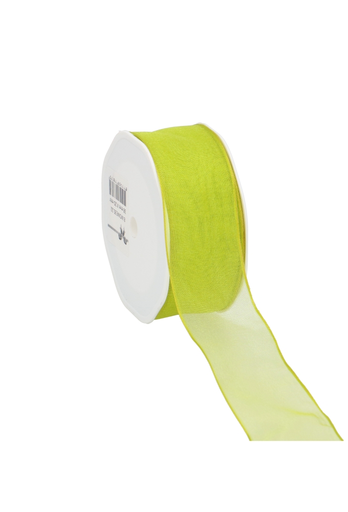 Organza Lint Met IJzerdraad Lime Groen 38mm x 20 meter