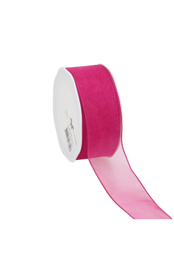 Organza Lint Met IJzerdraad Fuchsia 38mm x 20 meter