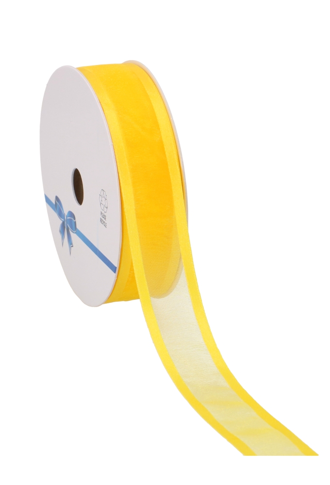 Luxe Organza Lint Met Satijnen Rand Geel 25mm x 25meter