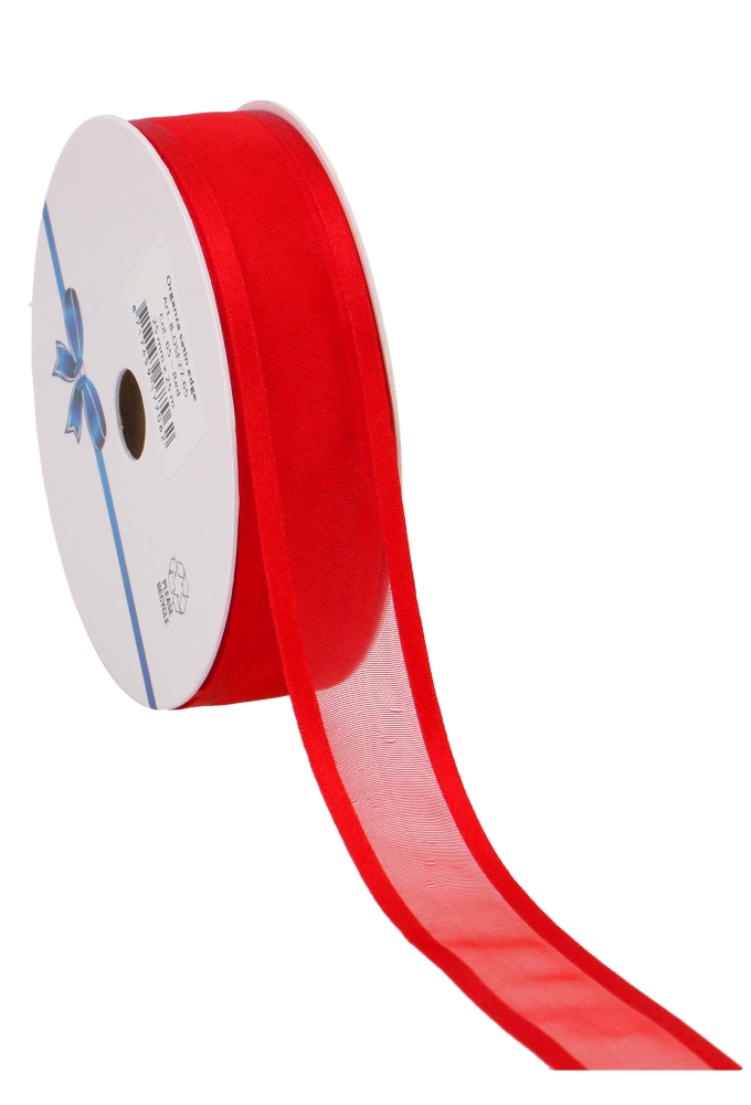 Luxe Organza Lint Met Satijnen Rand Rood 25mm x 25meter