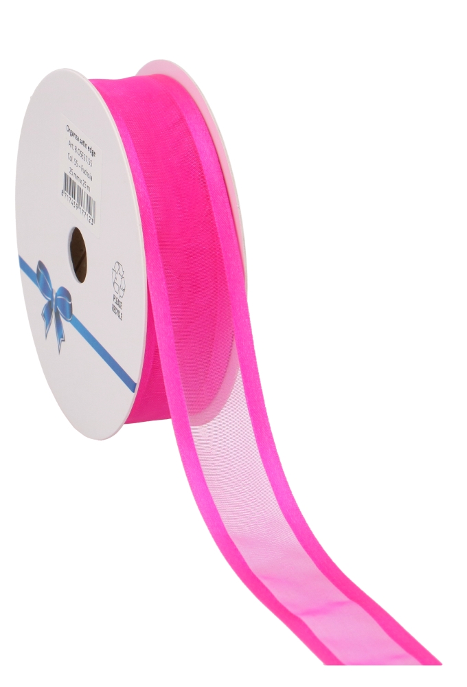 Luxe Organza Lint Met Satijnen Rand Fuchsia 25mm x 25meter