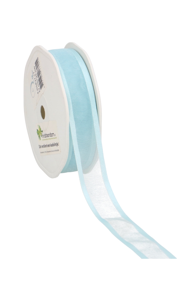 Luxe Organza Lint Met Satijnen Rand Licht Blauw 25mm x 25meter