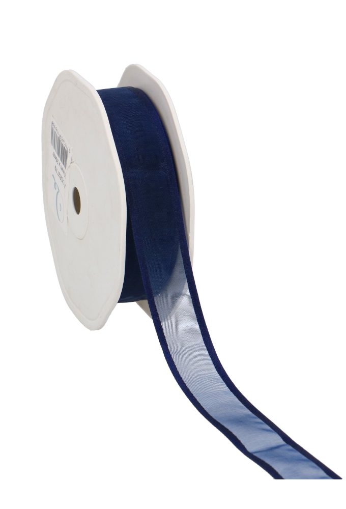 Luxe Organza Lint Met Satijnen Rand Donker Blauw 25mm x 25mtr