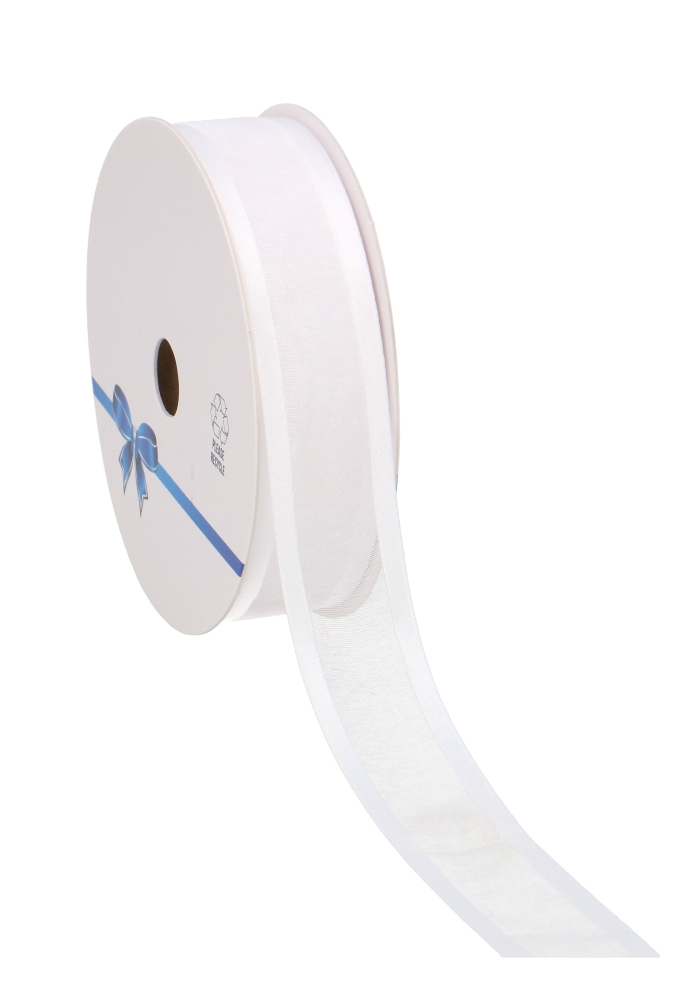 Luxe Organza Lint Met Satijnen Rand Wit 25mm x 25meter