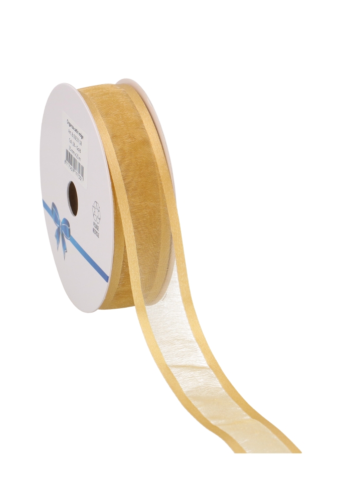 Luxe Organza Lint Met Satijnen Rand Goud 25mm x 25meter