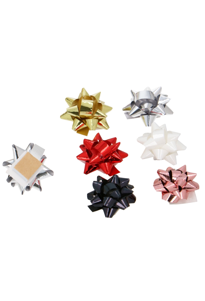 Mini Bows Strik Rond 25mm Assorti Metallic met plakker 100stuks