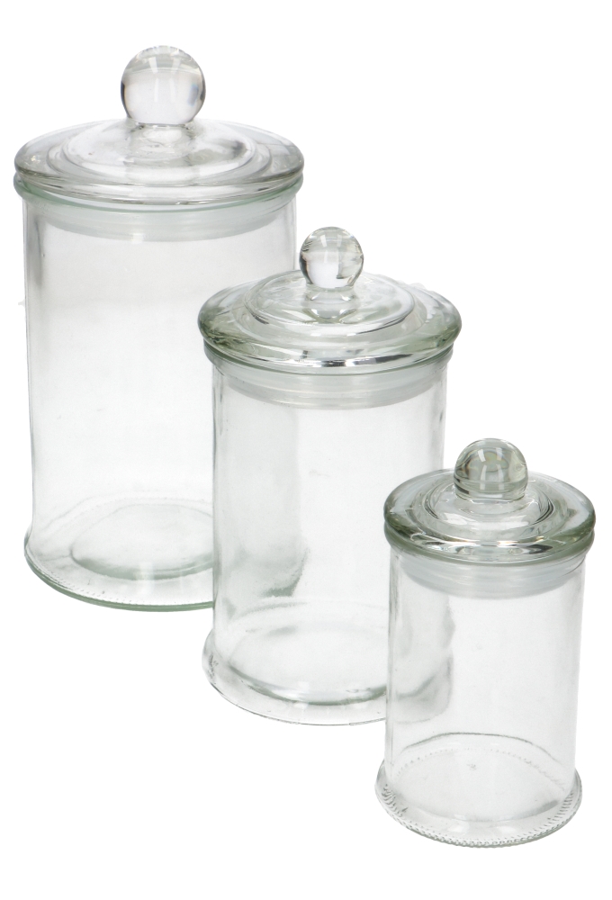 Glazen Potje Rond Met Glazen Deksel 10x18cm 6stuks