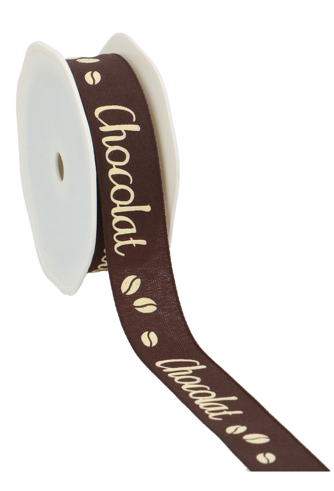 Luxe Satijn Lint Chocolat Creme & Bruin Chocolade 25mm x15meter