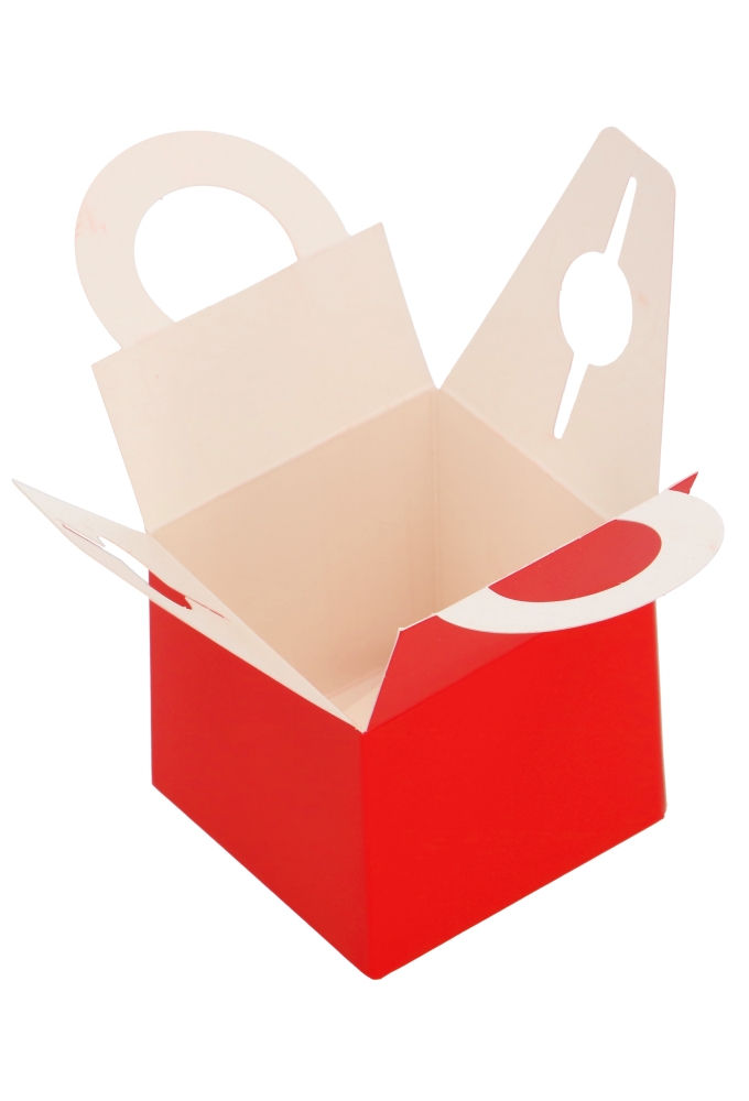 Kubus Geschenkdoosjes Met Hengsel Rood 6.5x6.5x5.5cm 10stuks