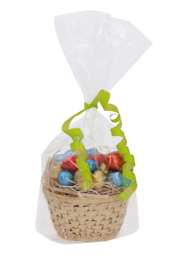 Bamboemanden Paasmand 12x6cm & Transparant Zakje 12x7x33cm 10stuks