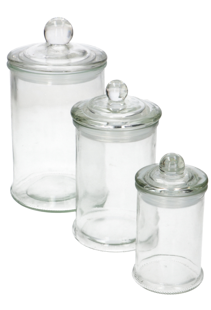 Glazen Potje Rond Met Glazen Deksel 4.5x9cm 4stuks