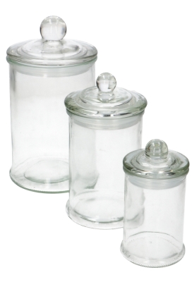 Glazen Potje Rond Met Glazen Deksel 4.5x9cm 4stuks